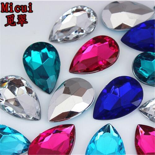 Micui 50pcs 20*30mm Drop pointback acrylic rhinestones diy acrylic beads for clothing garments phone bags ZZ143