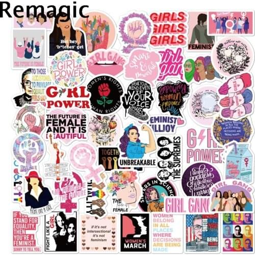 50pcs Feminist Inspirational Girl Women Cartoon Animation Sticker ForComputer Motorcycle Skateboard Guitar Toy Machine Children