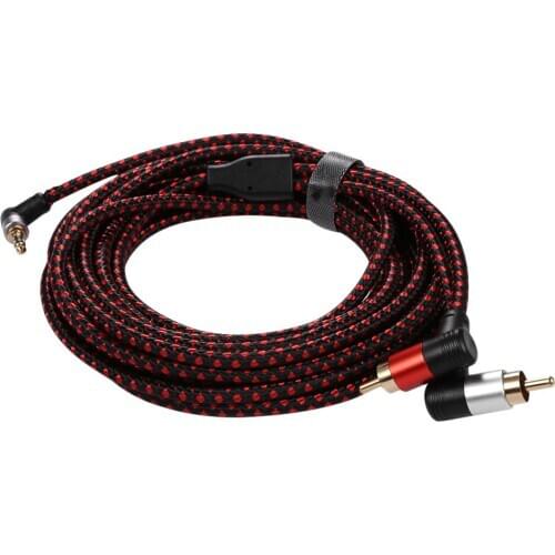 90 Degree 3.5mm Male to 2 RCA Male Cable Durable Practical Multi-functional Right Angle Audio AUX Y Splitter Cord