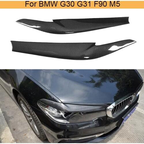 Dry Carbon Fiber front Headlight covers Eyelids eyebrows for BMW G30 G31 G38 F90 M5 Executive Sedan 4-Door 2017 2018 Black FRP