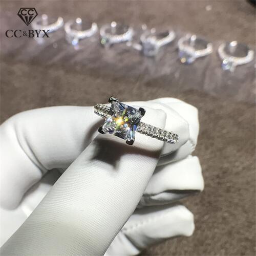 CC 925 Silver Wedding Rings For Women Bridal Engagement Ladies Jewelry Cubic Zirconia Square Simple Ring Drop Shipping CC631