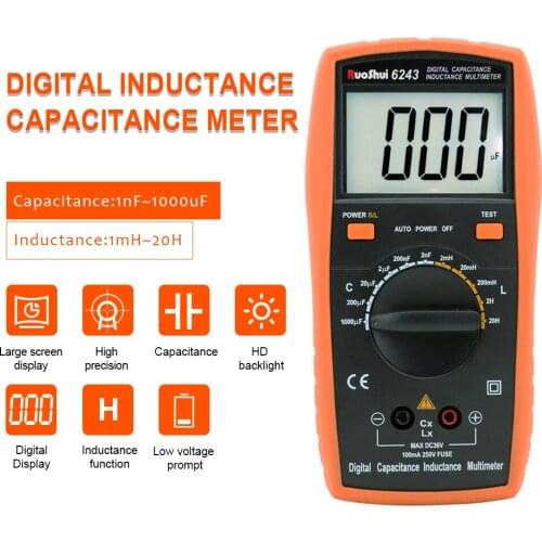6243 Digital Capacitance LCR Meter Multimeter Handheld Capacitor Transistor LCD Backlight Diode Capacimetro Multimeter