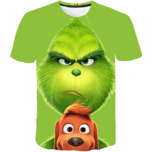 Funny Movie Christmas Green Grinch 3D Print Boy T-shirt Kid Cute Summer Short Sleeve T shirt Baby Children Casual Tees Tops