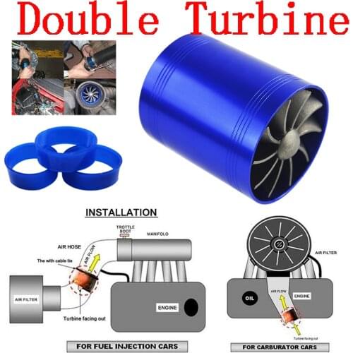 F1-Z Double Turbine Turbo Charger Gas Fuel Saver Fan Car Supercharger
