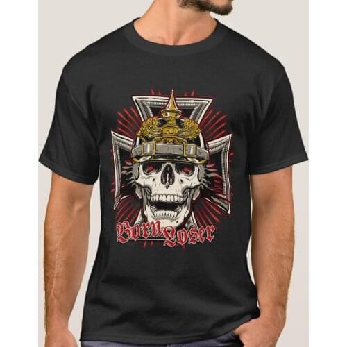 WW1 German Iron Cross Prussian Pickelhaube Skull Soldier T-Shirt. Summer Cotton Short Sleeve O-Neck Mens Gift T Shirt New S-3XL