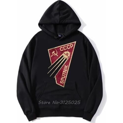 Geometric Hoodie Men CCCP Russia C C C P Sputnik-1 Space Program hoodies USSR Autumn Winter Men Fleece Zipper Sweatshirt Hoody