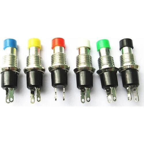 JOYING LIANG Small Button Switch PBS-110 Open 6-7MM Button Reset Point Unlocked Switch Red White Green Yellow Blue Cap