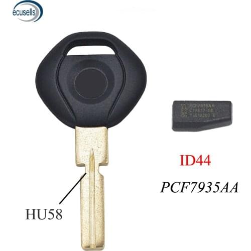Transponder Key With Blank Blade HU58 and Virgin Transponder Chip ID44 PCF7935AA For BMW 3 5 7 Z3 SERIES E36 E34 E38 E39