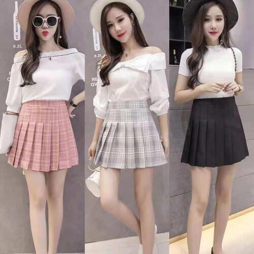 Harajuku Short Skirt New Korean Plaid Skirt Women Zipper High Waist School Girl Pleated Plaid Skirt Sexy Mini Skirt Plus Size