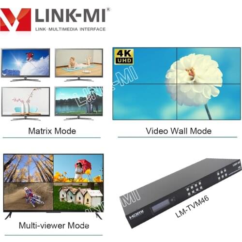 LINK-MI 4K 4x4 Seamless Matrix with Downscaler 4K@30Hz 4:4:4 2x2 Video Wall & 4x1 Multiviewer Cutting / Zoom Function