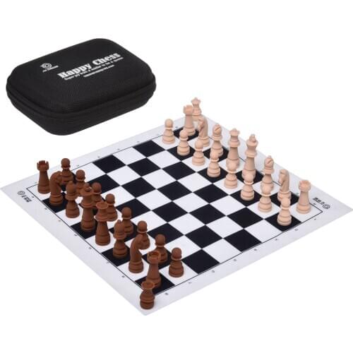 International Chess Folding Chess Set With Vinyl Chessboard Board Games Travel Chess Convenient Lightweight Board Game Toy