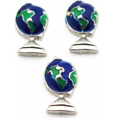 New Arrived 10pcs/lot Metal Enamel Tellurion Floating Charms Fit Living Glass Memory Floating Lockets Necklace DIY Jewelry