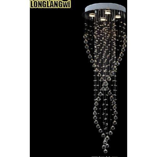 New long modern LED K9 Crystal Chandeliers Lights staircase penthouse villa stairs light rotating parlor Lighting