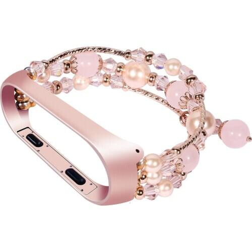 New Suitable for millet Bracelet 4 3 strap wristband crystal jewelry agate decorative sports three beads replacement strap mi4 3