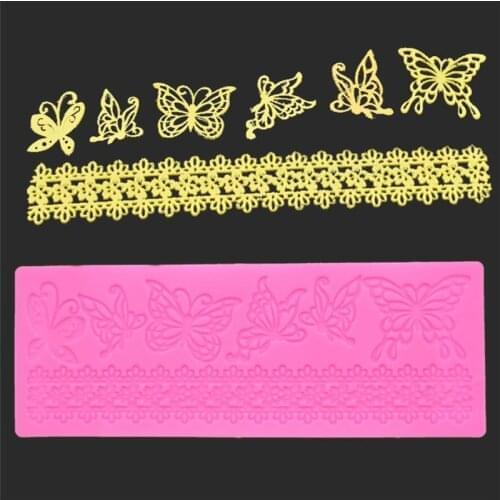 Hollow butterfly Flower Lace Mold Cake border Decoration tools Fondant Cake 3D Mold Food Grade Silicone mat Mould Cake Decor