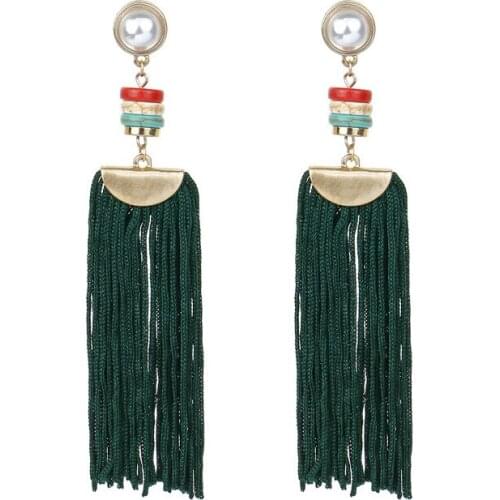 LosoDo European and American popular jewelry Bohemian retro ethnic style hand-woven tassel earrings simple wild ear jewelry