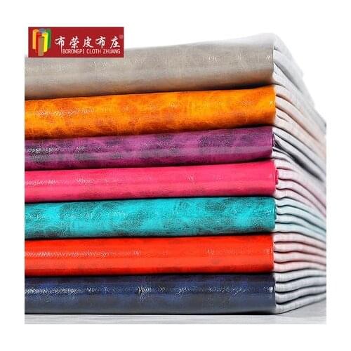 Retro Oil wax leather PU artificial leather sofa simulation leather handmade diy soft fabric hard pack color oil skin 1M