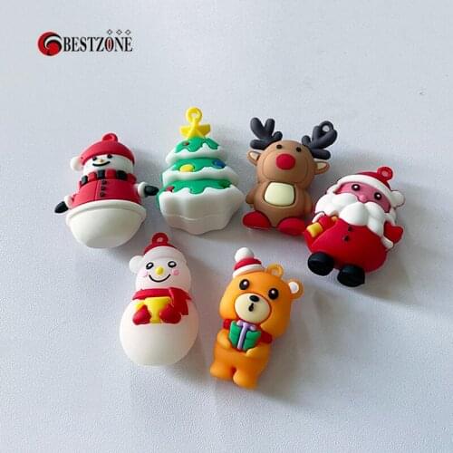 2Pcs Christmas Pendant X'mas Deco Hanger Different Plastic Toys Dolls Cartoon Model Elk Snow Accessories For Key Chain Kids Gift