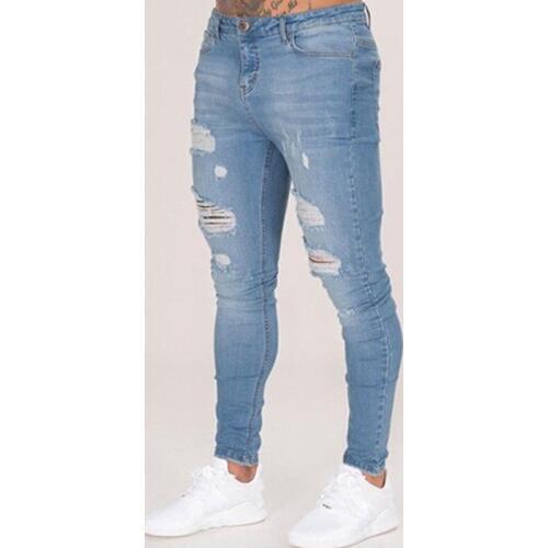 Ripped Skinny thin Jeans Men Slim Fit Denim Pants For Men Distressed Streetwear Hip Hop Holes Classic ripped jeans