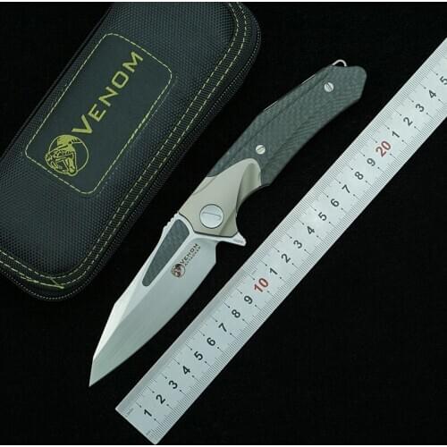 Kevin John venom Flipper ATTACKER folding knife M390 blade titanium carbon fiber handle outdoor camping EDC tools