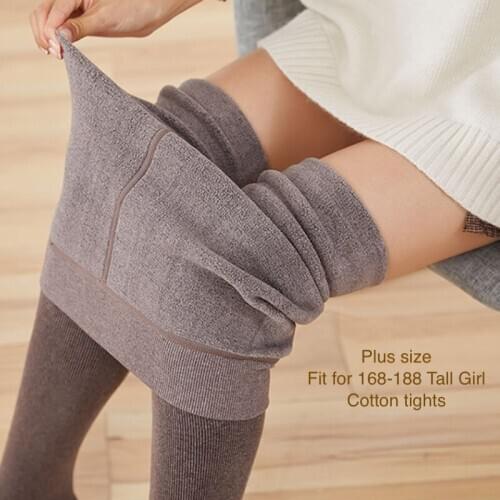 Plus Winter Warm Tights In Cotton For Women With Fake Cashmere Fashion Warmer Stocking Pants Thick Pantyhose For Tall Girls