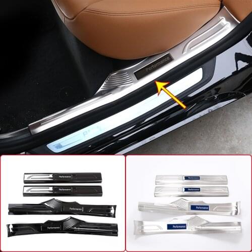 Stainless Steel Car Styling Inner Door Scuff Plate Door Sill Protection Cover Trim 4Pcs For BMW 5 Series G30 2018 2019 2020 2021