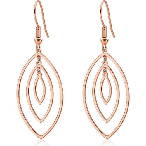 Vintage leaf shape stainless steel earrings for women rosegold titanium steel earrings fashion jewelry gift 2018