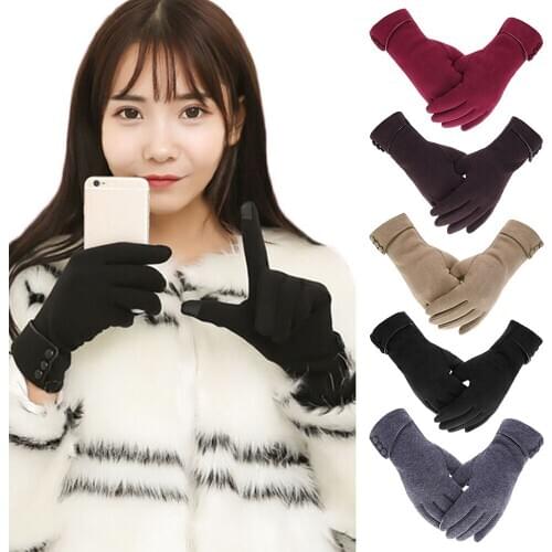 1 Pair Women Winter Warm Gloves Full-Finger Windproof Thermal Touch Screen Gloves for Outdoor Running Hiking Cycling Mittens New