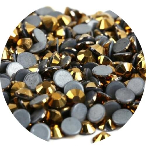 Gold Hematit Crystal Clear Super Bright Glass Hot fix Rhinestones Hight Quality Flatback For Fabric стразы Nail Art Decorations
