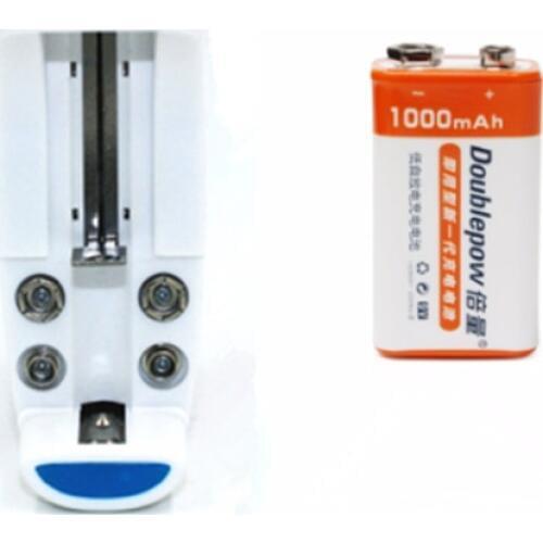 1PCS 1000mAh Li-ion 9 V Rechargeable Batteries For Smoke detectors Wireless Microphones+Universal 9V AA AAA 18650 Smart Charger