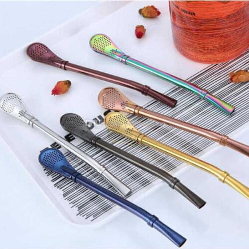 200pcs Stainless Steel Straws Metal Drinking Straws Filter Stirring Spoon Straws for Yerba Mate Tea Bombilla Gourd