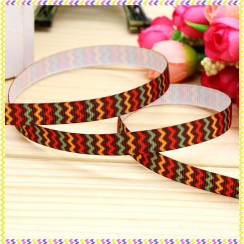 3/8'' Free shipping chevron printed grosgrain ribbon hairbow headwear party decoration diy wholesale OEM 9mm P4621