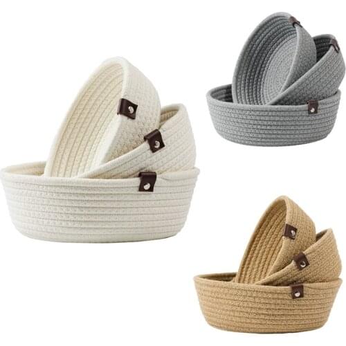 3Pack Woven Jute Storage Baskets For Kitchen Corner Snack Storage Basket Cosmetic Home Shelves Baskets-ABUX