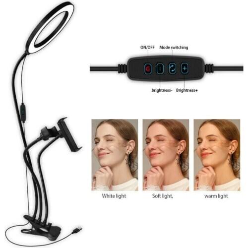3 in 1 Large size ring Dia.20CM Led Selfie Light w/Phone Tablet Pad Holder Youtube Vedio Live Stream Makeup Studio shooting Lamp