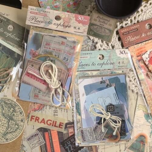 30pcs/lot Memo Pads Sticky Notes place to explore Junk Journal Scrapbooking Stickers Office School stationery4n8u