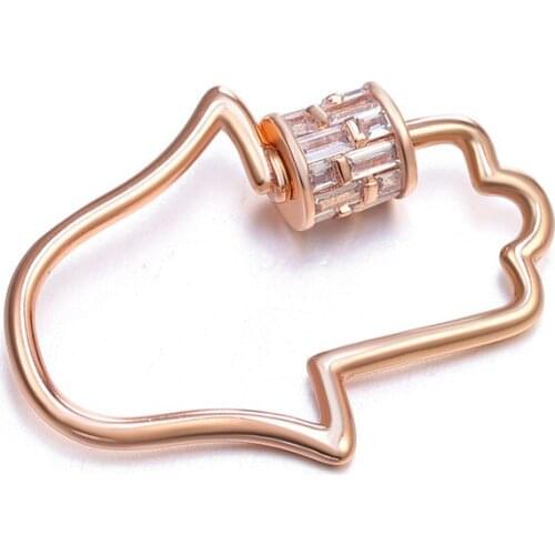 4Pcs,Hamsa Hand CZ Solid Connector Clasp For Necklace Jewelry Making