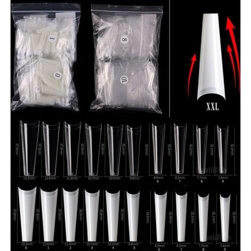 500pcs Extra Long False Nail Tips C Curve Coffin Half Cover Fake Nails Artificial Nails Manicure Nail Art Decoration