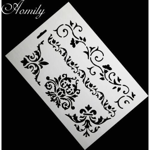 Aomily Art Flower Plastic Cake Stencil Airbrush Cookies Fondant Molds Cake Painting DIY Mold Mousse Brim Decorating Baking Tool