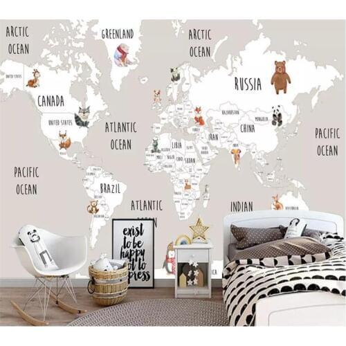 Beibehang Custom wallpaper 3D murals cartoon world map children room background wall papers home decor papel de parede wallpaper