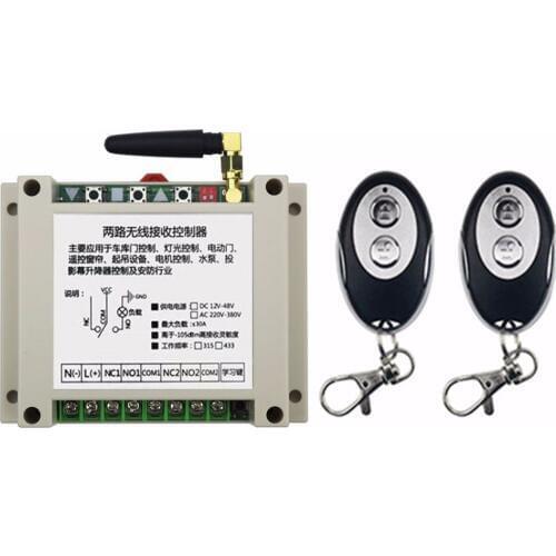 DC12V 24V 36V 48V 10A 2CH RF Wireless Remote Control Switch System 1*Receiver +2 *ellipse shape Transmitters Learning code