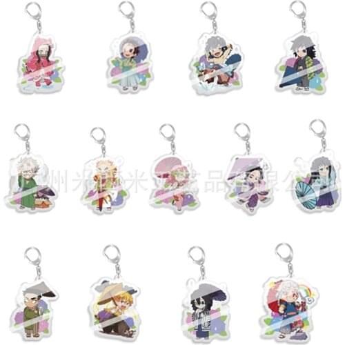 Anime Demon Slayer Keychain Acrylic Kimetsu No Yaiba Blade of Ghost Keychains Fans Gifts Key Chain Keyring Jewelry Accessories