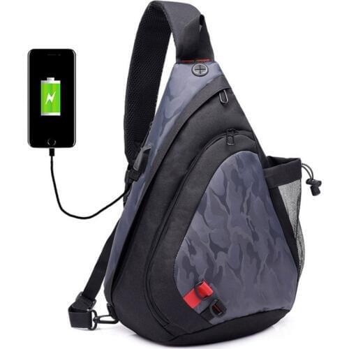 DINGXINYIZU Brand Messenger Bags chest baglarge Male Shoulder bag nylon casual USB Charging Bags Chest pack free holograms