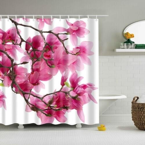 Flower Shower Curtain Spring Floral Plant Waterproof Polyester Fabric Bath Bathing Bathroom Curtains With Hooks Home Decorations