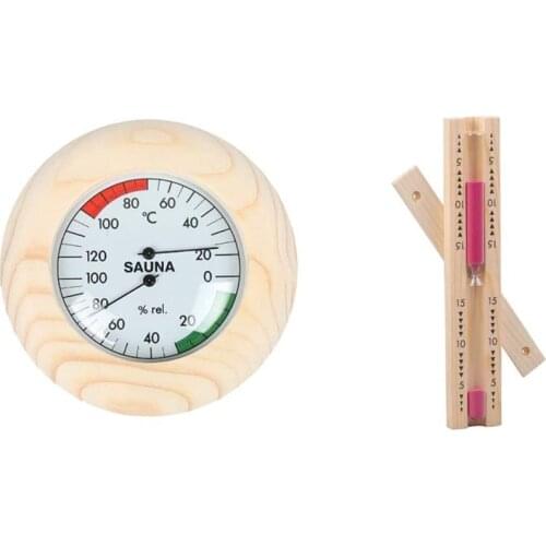 Wooden Digital Thermometer for Sauna Hygrometer Sand Timer Kit