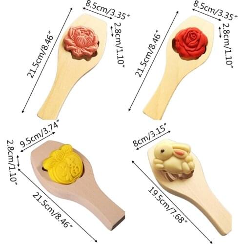 Wooden Moon Cake Mold 3D Flower Pastry Baking Tool for Making Mung Bean Ice Skin