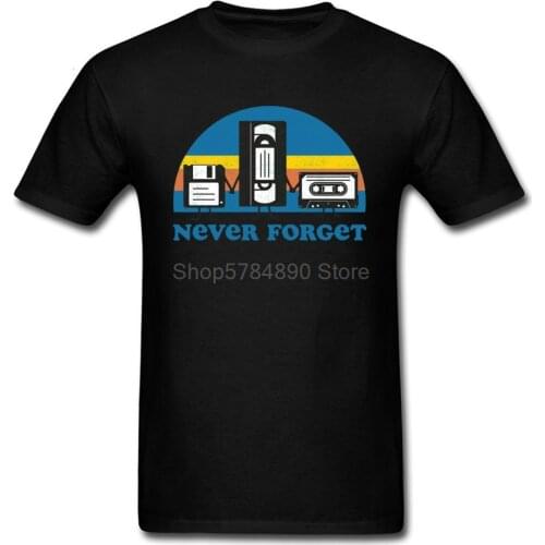 Never Forget Disc Cassette Vintage Tshirts Old School Rock Tape Floppy Sarcastic VHS 100% Cotton Fall Crewneck Tshirts Man