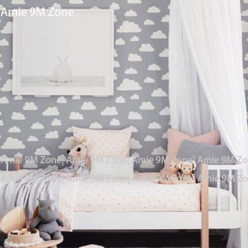 Tuya Art Mural wallpapers light grey cloud pattern wallpapers for kids room wall decor Chinldren room wall-paper warm color