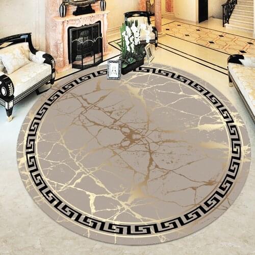 Marble Pattern Round Striped Carpet Washable Dust Dirt resistant Easy To Clean Foal Feather Fabric Antibacterial Rugs