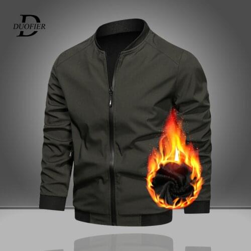 New Autumn Winter Mens Fleece Bomber Jackets Mens Casual Thick Pilot Jacket Coats Fashion Stand Collar Zipper Outdoor Clothing