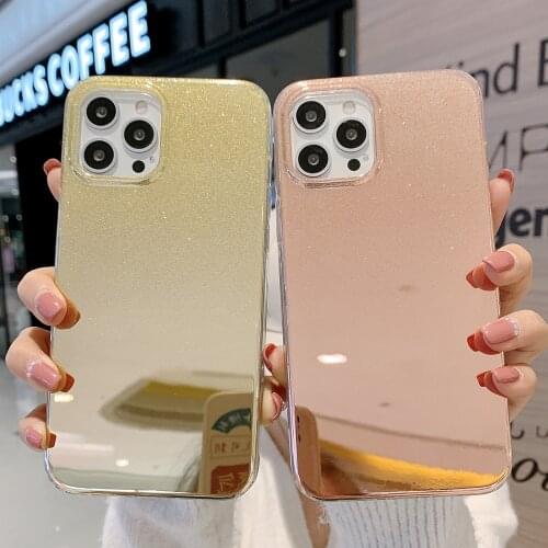 LOVECOM Luxury Gold Silver Glitter Mirror Phone Case For iPhone 12 Pro 11 Pro Max X XR XS Max 7 8 Plus Soft IMD Back Cover Gift